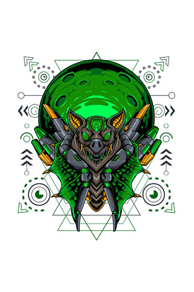 StoryGift Romania Sticker Adeziv 90CM Cu Liliac, Mecha, Robot, Cyberpunk, SF, Aripi, Geometric, cu Margini Albe