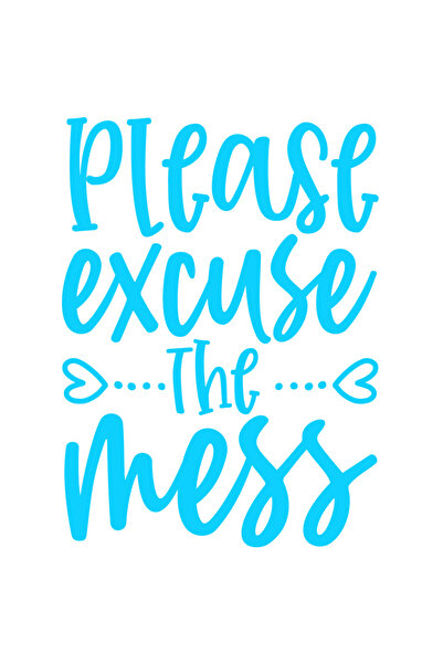 StoryGift Romania Sticker Autocolant 70CM Exterior cu inimioare si textul "Please excuse the mess" - scuzati dez