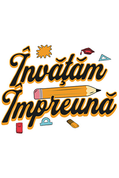 StoryGift Romania Sticker Eticheta 50CM Adeziv Invatam impreuna scoala copii educatie toamna cu Margini Albe, PV