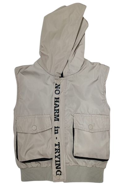 İrem Çocuk Giyim Boy's No Harm Written Bag Pocket Beige Inflatable Soft Vest