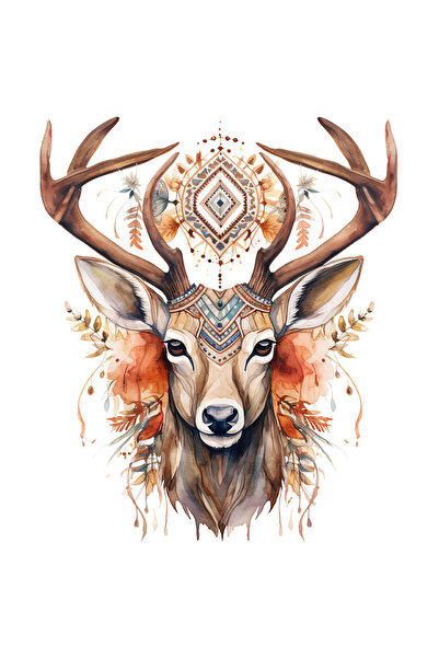 StoryGift Romania Sticker Adeziv 90CM cu un cerb, ilustratie, serios, abstrac...