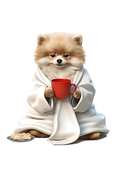 StoryGift Romania Sticker Eticheta 40CM cu un catel blanos care poarta un cap...