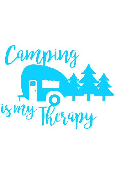 StoryGift Romania Sticker Autocolant 70CM Exterior cu ilustratie afisand o rulota in padure si mesajul "Camping