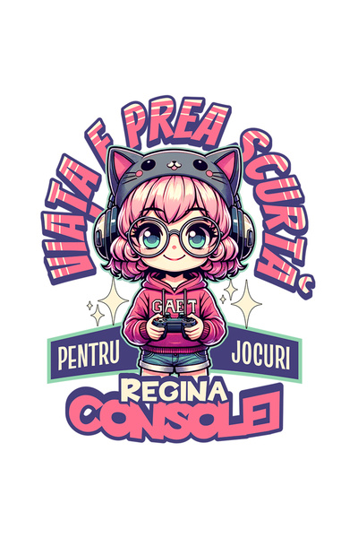 StoryGift Romania Sticker 28 Cm Adeziv Fata Gamer Viata E Prea Scurta Pentru ...