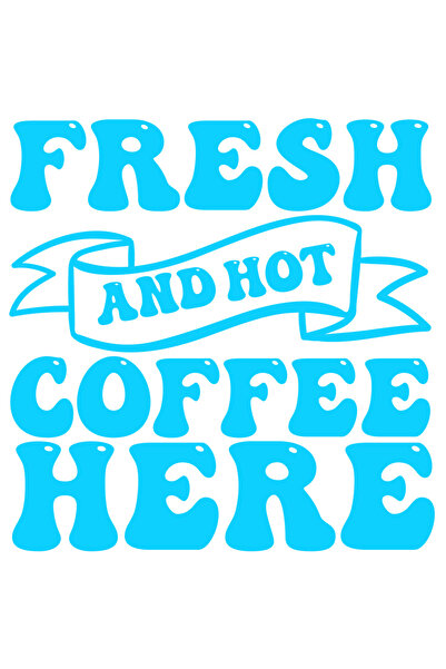 StoryGift Romania Sticker Eticheta 40CM Exterior cu textul "Fresh and hot coffee here" - cafea proaspata si fier