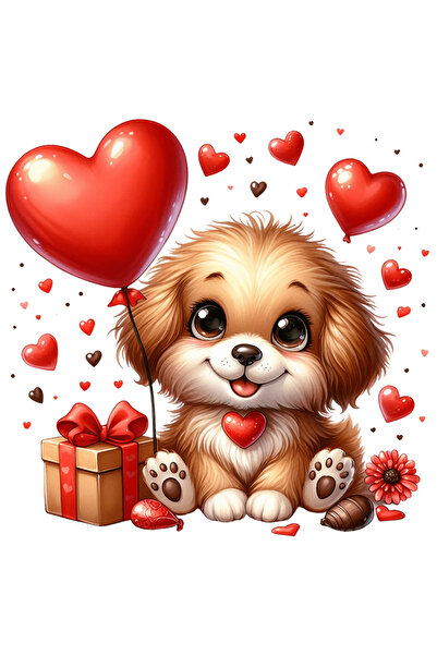 StoryGift Romania Sticker Eticheta 40CM cu un catelus vesel, jucaus, ilustrat...