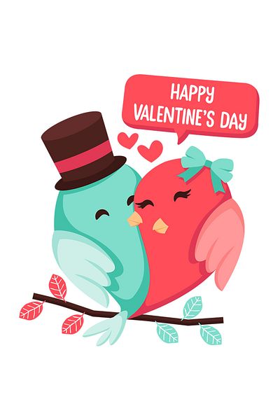 StoryGift Romania Adhesive Sticker 90CM With Message In English Happy Valentine's Day, Heart, Birds, Branch, with Apple