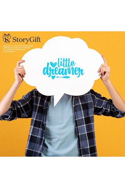 StoryGift Romania Sticker Autocolant 30CM Exterior cu inimioare si textul in engleza "Little dreamer" - micutul