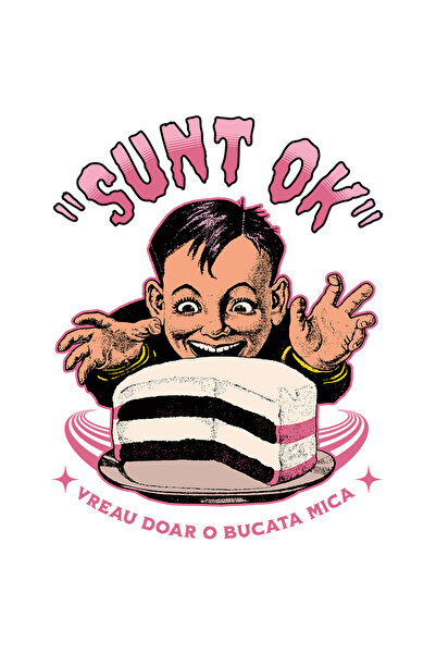 StoryGift Romania Sticker Adeziv Barbat Cu Tort Text Haios Sunt Ok Vreau Doar O Bucata Mica Iubitorii De Dul