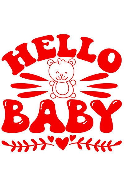 StoryGift Romania Sticker Autocolant 70CM Exterior cu salut pentru bebelusi si ursulet cu textul in engleza "Hel