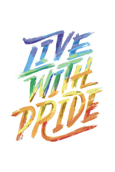 StoryGift Romania Sticker Adeziv 90CM Personalizata cu Mesajul in Engleza Live with Pride cu Margini Albe, PVC