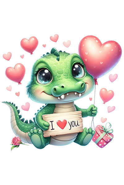 StoryGift Romania Sticker Autocolant 70CM cu un pui de crocodil cu mesajul "I...