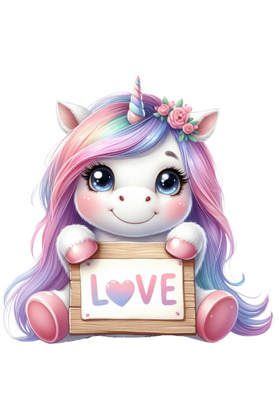 StoryGift Romania Sticker Autocolant 70CM cu un unicorn, ilustratie, imbujora...