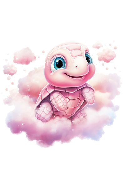StoryGift Romania Sticker Eticheta 50CM cu o broasca testoasa printre nori, veselie, fericire, viseaza cu ochii