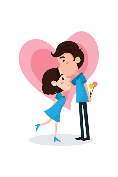 StoryGift Romania Sticker Autocolant 70CM Cu Cuplu, Indragostiti, Inima, Flor...