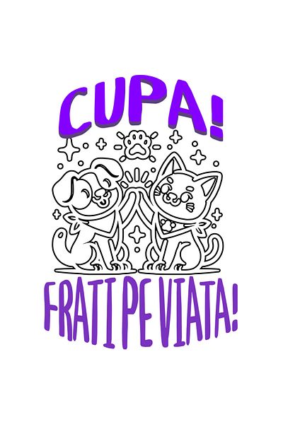 StoryGift Romania Sticker 28 Cm Adeziv Animale Batand Palma Frati Pe Viata Caine Pisica Cu Margini Albe, Pvc Vinyl