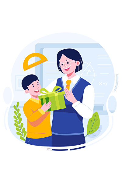 StoryGift Romania Sticker Autocolant 70CM Cu Profesor, Elev, Echer, Ochelari, cu Margini Albe, PVC Vinyl 70 cm