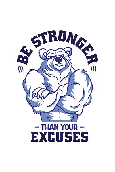 StoryGift Romania Sticker Cu Mesaj Motivational Be Stronger Than Your Excuses, Urs Imens Fit, Fitness, Gym,