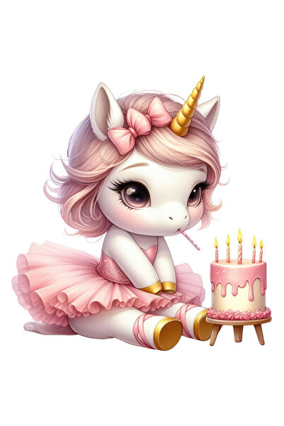 StoryGift Romania Sticker Autocolant 70CM cu un unicorn in rochita, ilustrati...