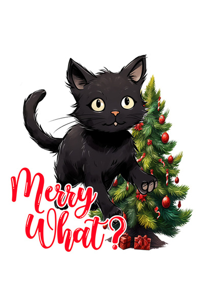 StoryGift Romania Sticker Autocolant 70CM cu pisoi negru cu mesajul "Merry wh...