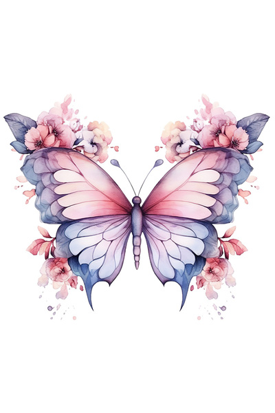 StoryGift Romania Sticker Autocolant 70CM cu un fluture, ilustratie, floricel...