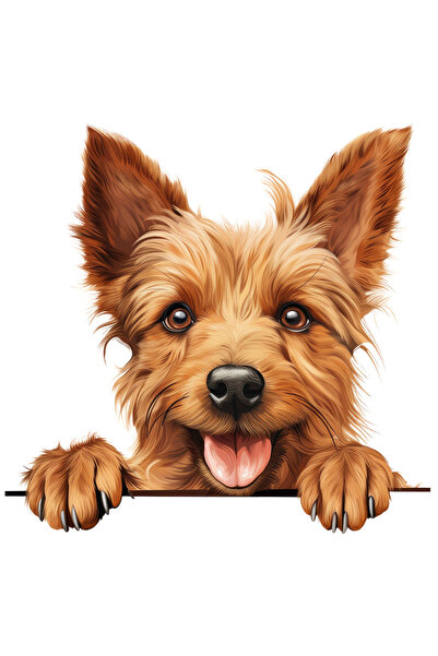 StoryGift Romania Sticker Autocolant 70CM cu un catel fericit care se uita pe...