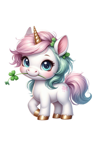 StoryGift Romania Sticker Eticheta 40CM cu un unicorn vesel, ilustratie, imbu...