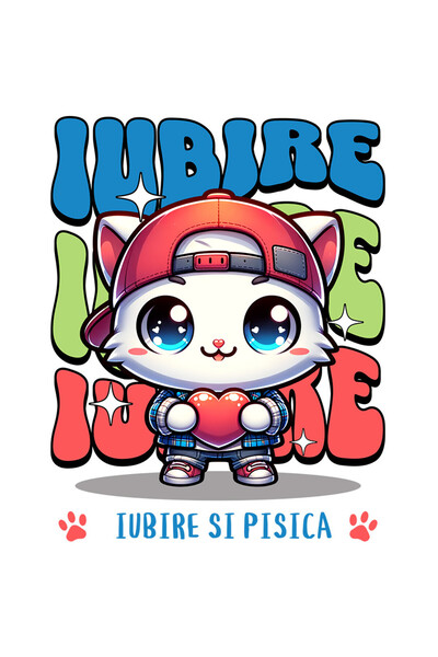 StoryGift Romania Sticker Autocolant 70CM cu Pisica Alba Stil Gangster Cu Pal...