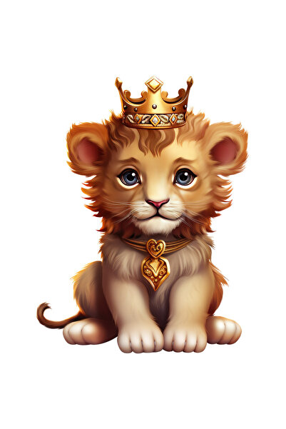 StoryGift Romania Sticker Autocolant 70CM cu un pui de leu care poarta o coro...