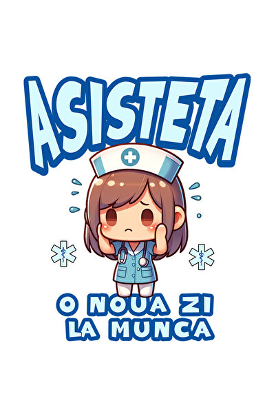 StoryGift Romania Sticker Eticheta 40CM cu Asisitenta medicala Stil Anime Pasiune Meserie Text O Noua Zi la Munc