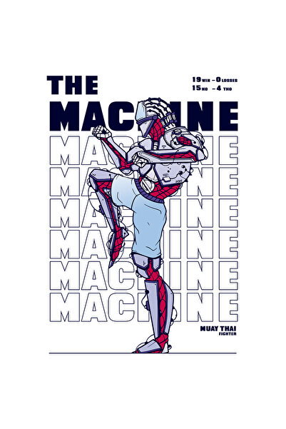 StoryGift Romania Sticker Autocolant 70CM Cu Om Robot In Pozitie De Karate, Text In Engleza The Machine, Intelig