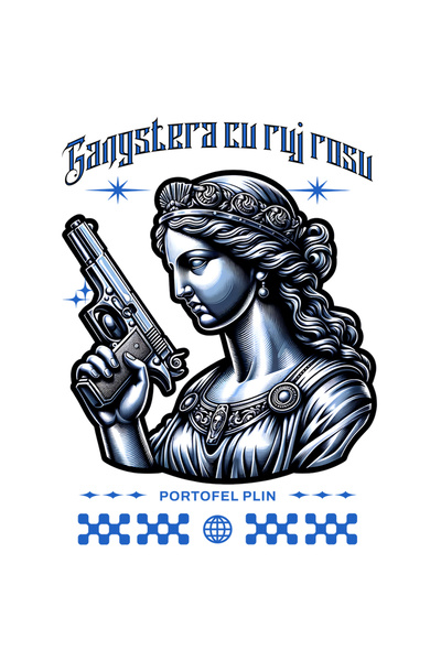 StoryGift Romania Sticker Autocolant 70CM Adeziv femeie regina cu pistol ruj ...