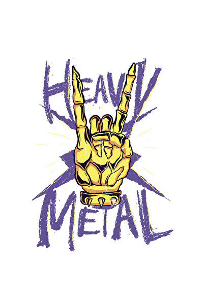 StoryGift Romania Sticker Eticheta 40CM Cu Mesaj Heavy Metal, Rock, Iubitori De Muzica, Schelet, Mana, cu Margi