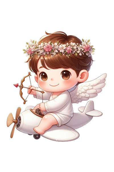 StoryGift Romania Sticker Autocolant 70CM cu un bebelus Cupidon, ilustratie, trage cu arcul, piloteaza un avion,