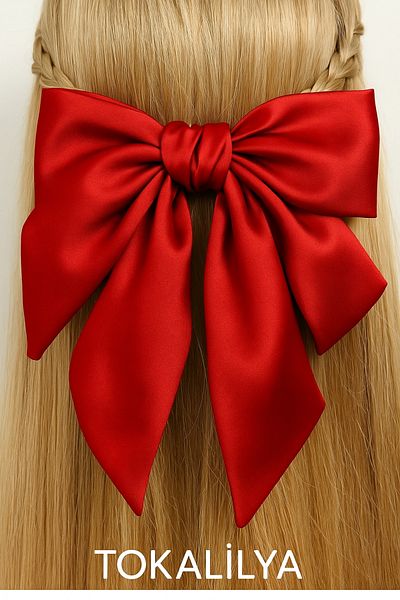 TOKALİLYA Women's Satin Bow Metal Clip Hairpin