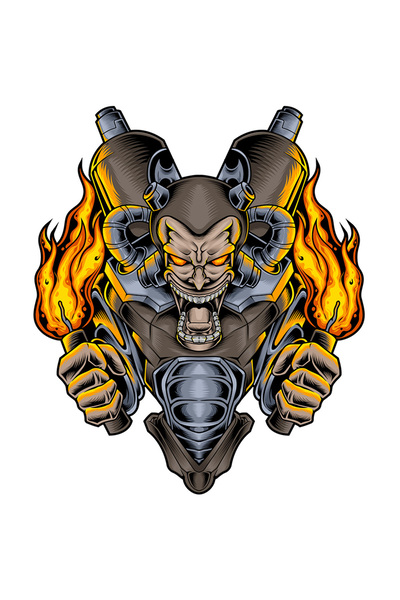 StoryGift Romania Sticker Autocolant 70CM Cu Gorila, Mecha, Robot, Flacari, Dinamita, Cabluri, cu Margini Albe,