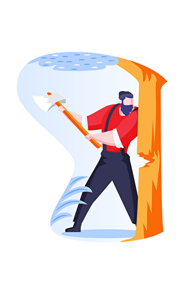 StoryGift Romania Sticker Adeziv 90CM Cu Copac, Topor, Taietor De Lemne, cu Margini Albe, PVC Vinyl 90 cm