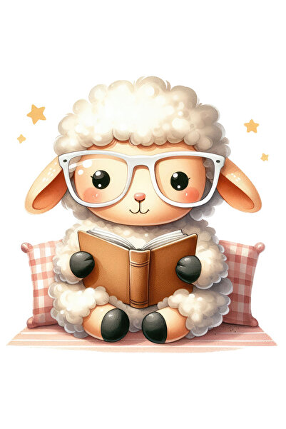 StoryGift Romania Sticker Cu O Oita Care Tine O Carte Deschisa, Pat, Ochelari...