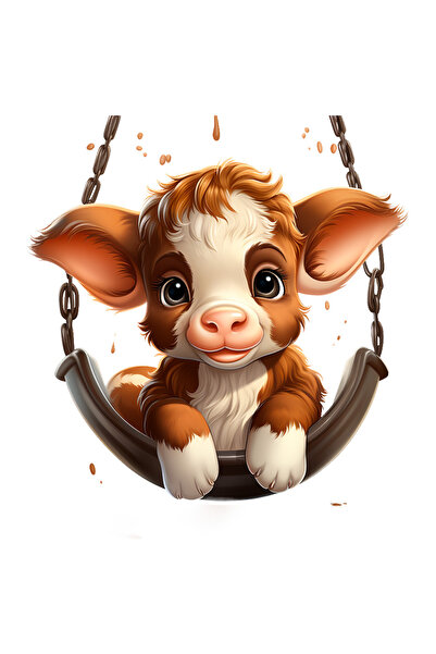 StoryGift Romania Sticker Eticheta 40CM cu o vacuta dragalasa care se da in leagan, joaca, copii, animal, bucuri