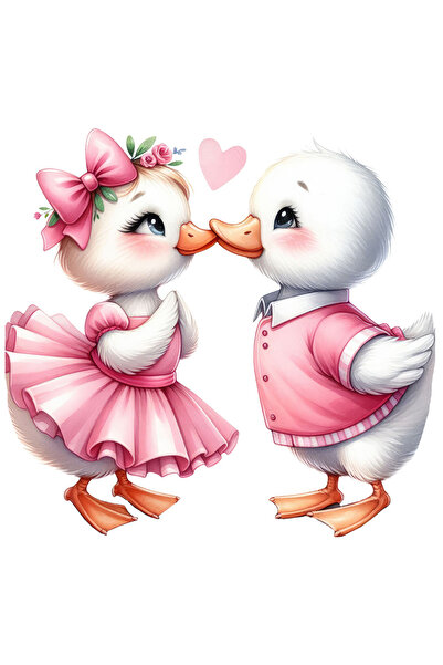 StoryGift Romania Sticker 23 Cm Cu O Rata Si Un Ratoi Care Se Saruta, Ilustra...