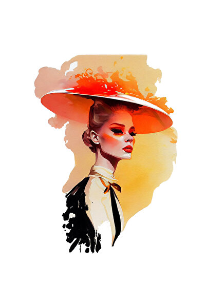 StoryGift Romania Sticker Adeziv 90CM Cu Pictura Portret Fata Blonda Palarie ...