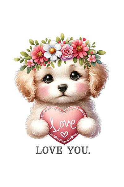 StoryGift Romania Sticker Eticheta 40CM cu un catelus care tine o inimioara p...