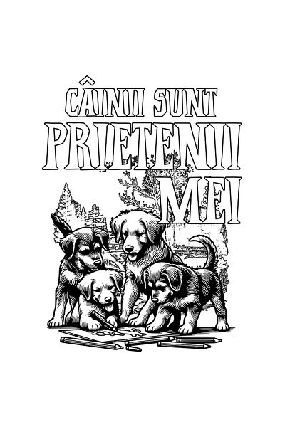 StoryGift Romania Sticker Adeziv Cainii Sunt Prietenii Mei, Animale Blanoase, Loiali Cu Margini Albe, Pvc Vi