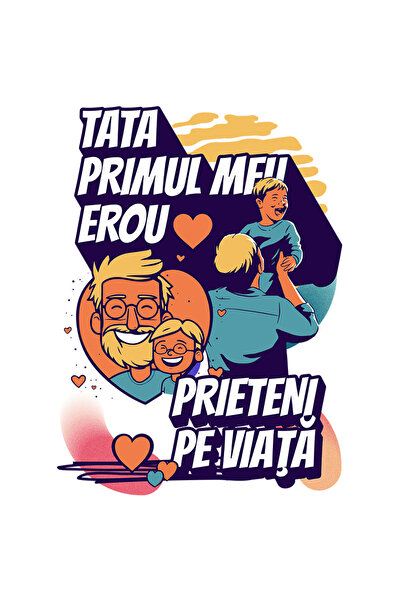 StoryGift Romania Sticker Autocolant 70CM Adeziv TATA PRIMUL MEU EROU familie...