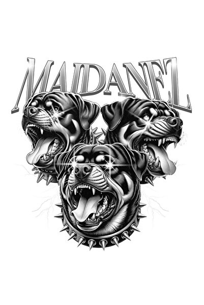 StoryGift Romania Sticker Cu Caini Furiosi Cu Colti Si Ochii Stralucitori, Text Maidanez Cu Margini Albe, Pv