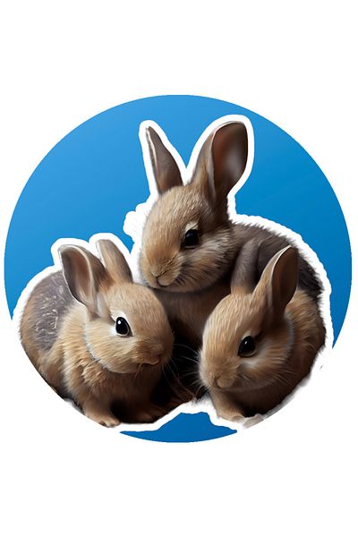 StoryGift Romania Sticker Eticheta 40CM Cu Iepuri, Paste, Sarbatori, Animale, cu Margini Albe, PVC Vinyl 40 cm