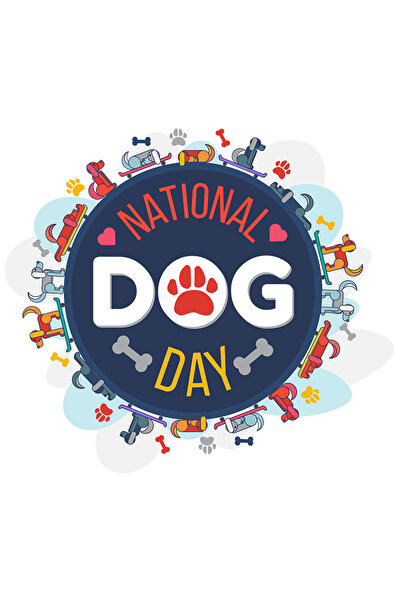 StoryGift Romania Sticker Eticheta 40CM Cu Mesaj In Engleza National Dog Day, Ziua Nationala A Catelului, Oase,