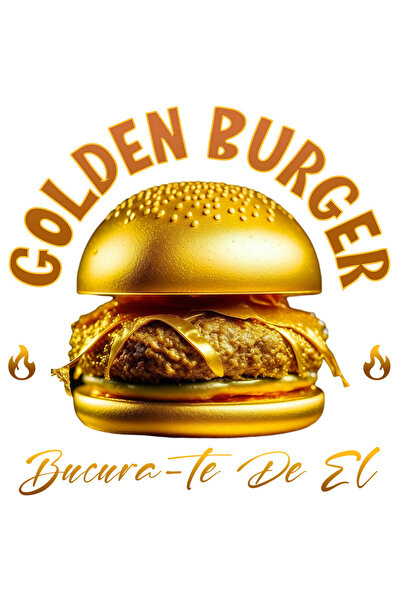 StoryGift Romania Sticker Eticheta 50CM cu Burger Savuros De Aur Fast Food Te...