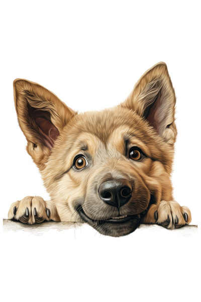 StoryGift Romania Sticker Autocolant 70CM cu un catel fericit, ilustratie, maro deschis, animal de companie, cel