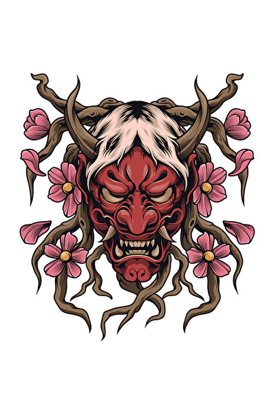 StoryGift Romania Sticker Autocolant 70CM Cu Masca, Oni, Flori, Crengi, cu Ma...